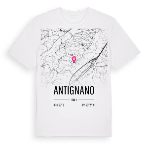Antignano karta t-shirt – ekologisk bomull t-shirt från Pinshirt