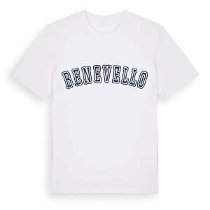 Benevello college t-shirt – ekologisk bomull t-shirt från Pinshirt