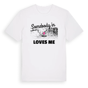 Någon i Biella älskar mig t-shirt – ekologisk bomull t-shirt från Pinshirt