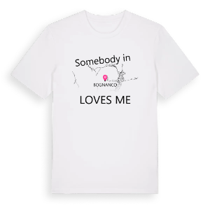 Någon i Bognanco älskar mig t-shirt – ekologisk bomull t-shirt från Pinshirt