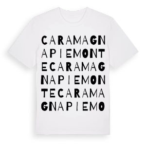 Caramagna Piemonte ordlek t-shirt – ekologisk bomull t-shirt från Pinshirt