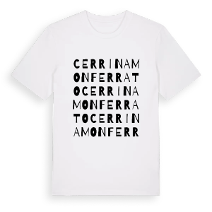 Cerrina Monferrato ordlek t-shirt – ekologisk bomull t-shirt från Pinshirt