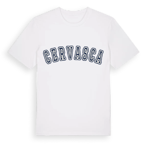Cervasca college t-shirt – ekologisk bomull t-shirt från Pinshirt