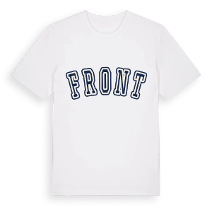 Front college t-shirt – ekologisk bomull t-shirt från Pinshirt
