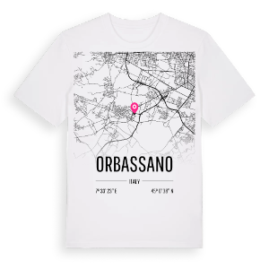 Orbassano karta t-shirt – ekologisk bomull t-shirt från Pinshirt