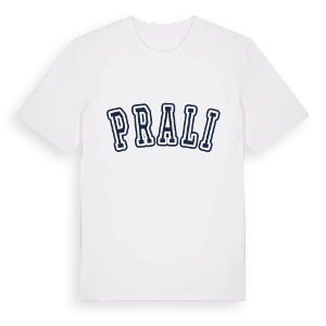 Prali college t-shirt – ekologisk bomull t-shirt från Pinshirt