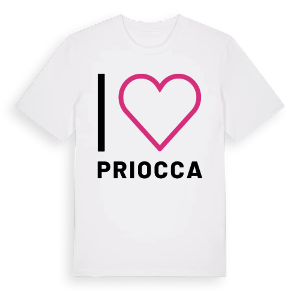 Jag älskar Priocca t-shirt stort tryck – ekologisk bomull t-shirt från Pinshirt
