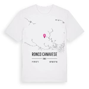 Ronco Canavese karta t-shirt – ekologisk bomull t-shirt från Pinshirt