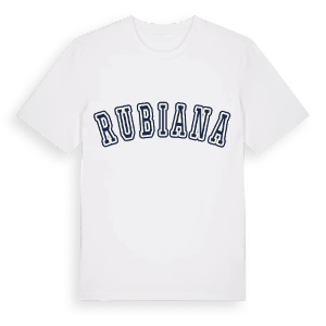 Rubiana college t-shirt – ekologisk bomull t-shirt från Pinshirt