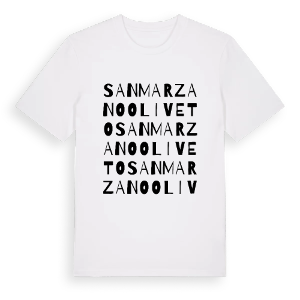 San Marzano Oliveto ordlek t-shirt – ekologisk bomull t-shirt från Pinshirt