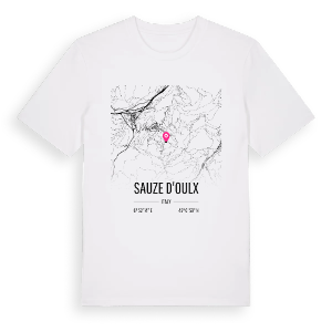 Sauze d'Oulx karta t-shirt – ekologisk bomull t-shirt från Pinshirt