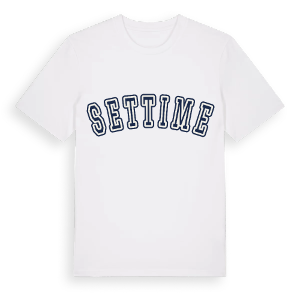 Settime college t-shirt – ekologisk bomull t-shirt från Pinshirt