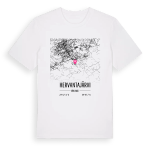 Hervantajärvi karta t-shirt – ekologisk bomull t-shirt från Pinshirt