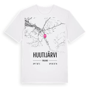 Huutijärvi karta t-shirt – ekologisk bomull t-shirt från Pinshirt