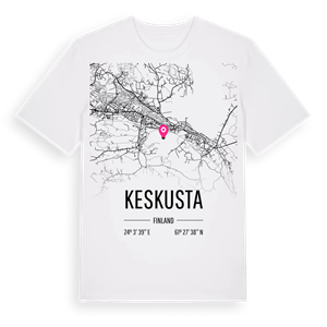 Keskusta karta t-shirt – ekologisk bomull t-shirt från Pinshirt