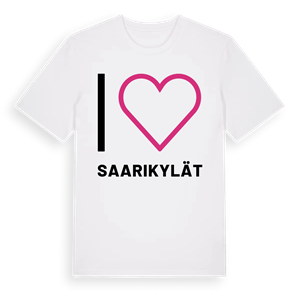 Jag älskar Saarikylät t-shirt stort tryck – ekologisk bomull t-shirt från Pinshirt