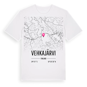 Vehkajärvi karta t-shirt – ekologisk bomull t-shirt från Pinshirt