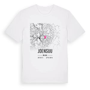 Joensuu karta t-shirt – ekologisk bomull t-shirt från Pinshirt