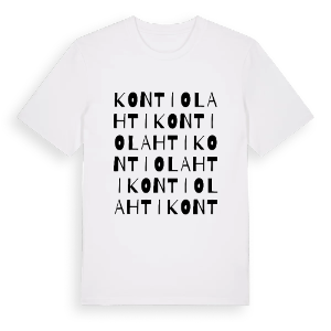 Kontiolahti ordlek t-shirt – ekologisk bomull t-shirt från Pinshirt