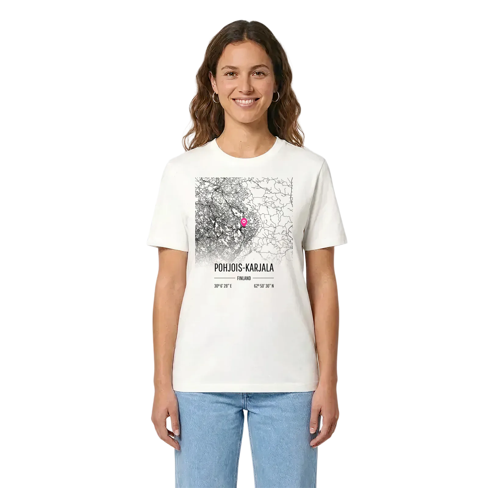 Pohjois-Karjala karta t-shirt – White, i miljö