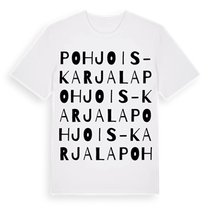 Pohjois-Karjala ordlek t-shirt – ekologisk bomull t-shirt från Pinshirt