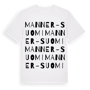Manner-Suomi ordlek t-shirt – ekologisk bomull t-shirt från Pinshirt
