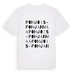 Pohjois-Pohjanmaa ordlek t-shirt – ekologisk bomull t-shirt från Pinshirt