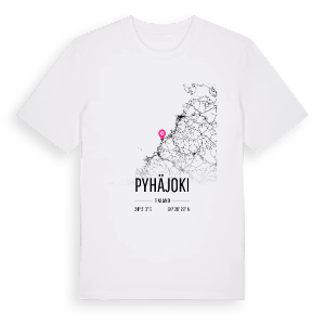 Pyhäjoki karta t-shirt – ekologisk bomull t-shirt från Pinshirt