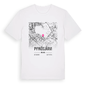 Pyykösjärvi karta t-shirt – ekologisk bomull t-shirt från Pinshirt