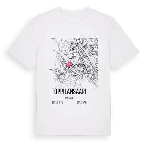 Toppilansaari karta t-shirt – ekologisk bomull t-shirt från Pinshirt