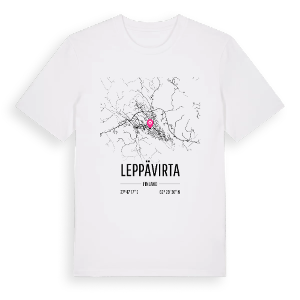Leppävirta karta t-shirt – ekologisk bomull t-shirt från Pinshirt