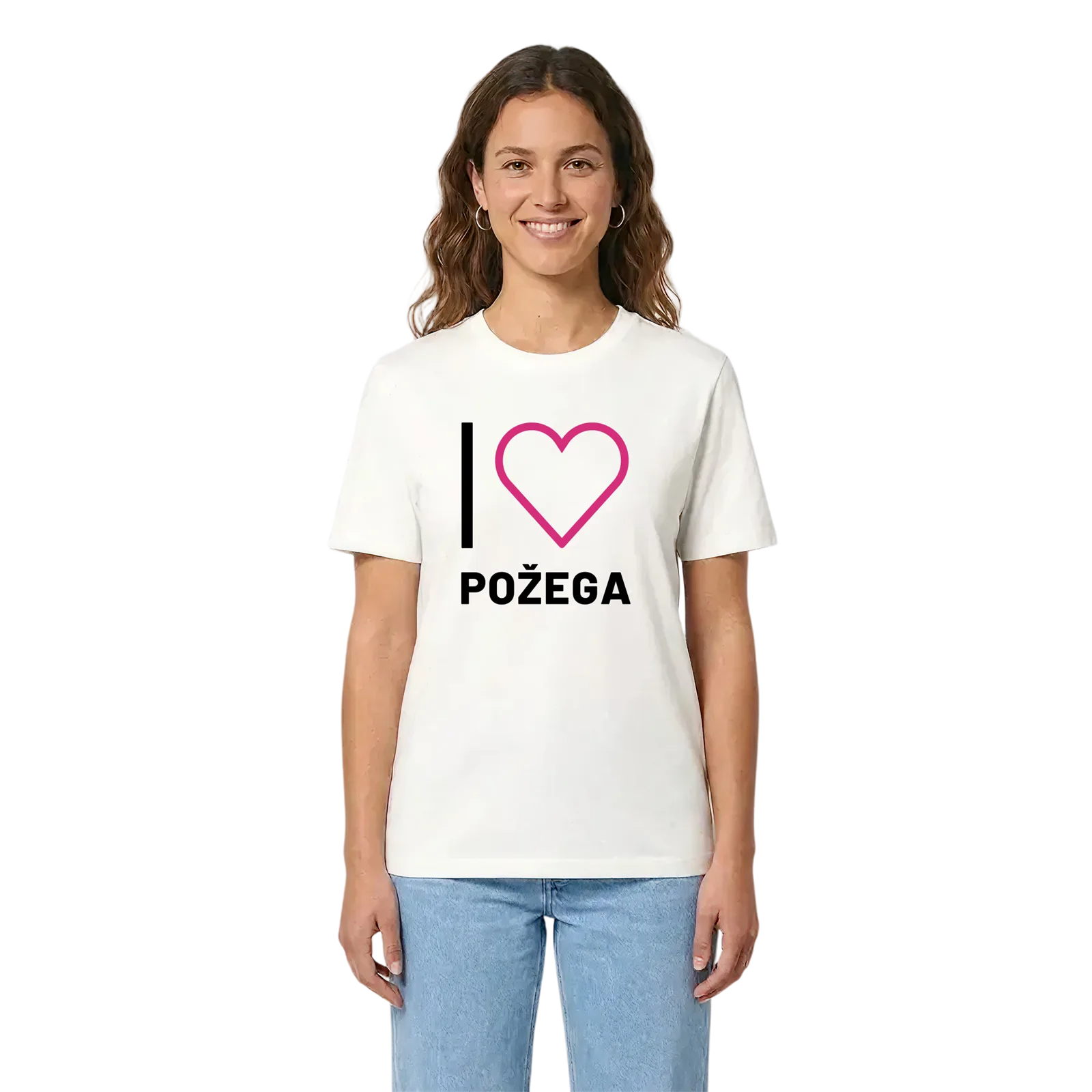 Jag älskar Požega t-shirt stort tryck – White, i miljö