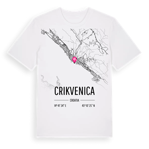 Crikvenica karta t-shirt – ekologisk bomull t-shirt från Pinshirt