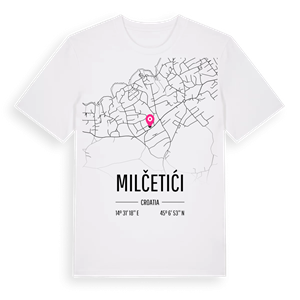 Milčetići karta t-shirt – ekologisk bomull t-shirt från Pinshirt