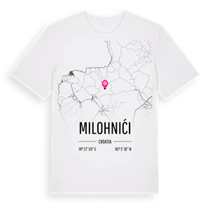 Milohnići karta t-shirt – ekologisk bomull t-shirt från Pinshirt