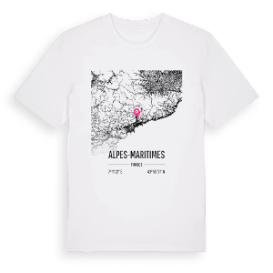Alpes-Maritimes karta t-shirt – ekologisk bomull t-shirt från Pinshirt
