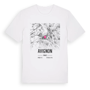 Avignon karta t-shirt – ekologisk bomull t-shirt från Pinshirt