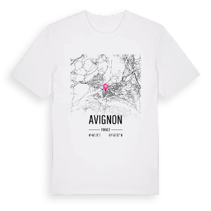 Avignon karta t-shirt – ekologisk bomull t-shirt från Pinshirt
