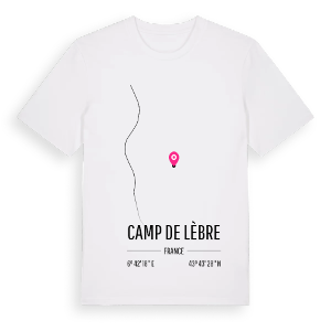 Camp de Lèbre karta t-shirt – ekologisk bomull t-shirt från Pinshirt
