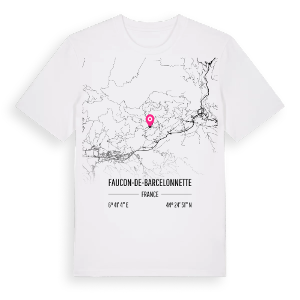 Faucon-de-Barcelonnette karta t-shirt – ekologisk bomull t-shirt från Pinshirt