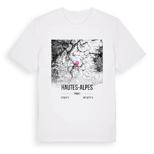 Hautes-Alpes karta t-shirt – ekologisk bomull t-shirt från Pinshirt