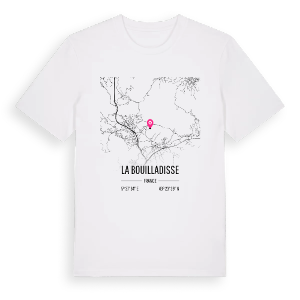 La Bouilladisse karta t-shirt – ekologisk bomull t-shirt från Pinshirt