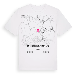 La Condamine-Châtelard karta t-shirt – ekologisk bomull t-shirt från Pinshirt
