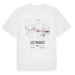 Les Thuiles karta t-shirt – ekologisk bomull t-shirt från Pinshirt