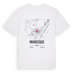 Manosque karta t-shirt – ekologisk bomull t-shirt från Pinshirt
