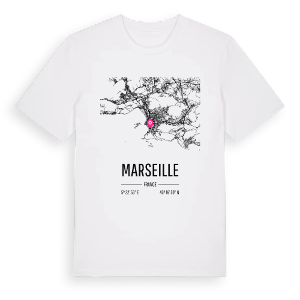 Marseille karta t-shirt – ekologisk bomull t-shirt från Pinshirt