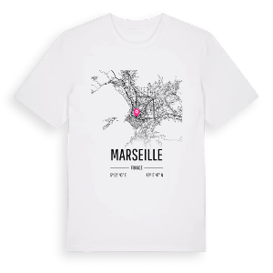 Marseille karta t-shirt – ekologisk bomull t-shirt från Pinshirt