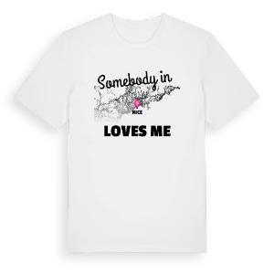Någon i Nice älskar mig t-shirt – ekologisk bomull t-shirt från Pinshirt