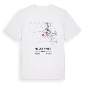 Puy-Saint-Vincent karta t-shirt – ekologisk bomull t-shirt från Pinshirt