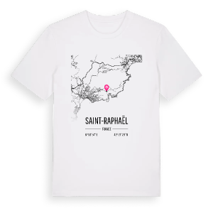 Saint-Raphaël karta t-shirt – ekologisk bomull t-shirt från Pinshirt
